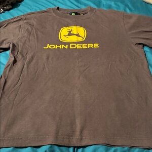 John Deere Charcoal Tee with Yellow Logo